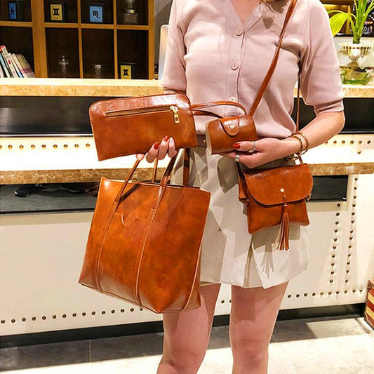 Women's Bags 4 Pcs / Lady Leather Shoulder Handbag